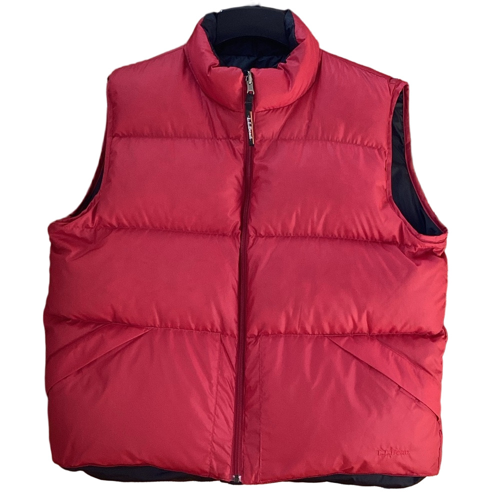L.L. Bean vintage reversible red quilted or black down puffer vest.